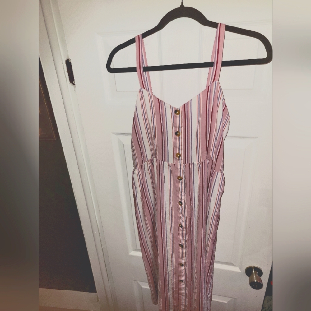 BOGO Striped Pink Midi Dress